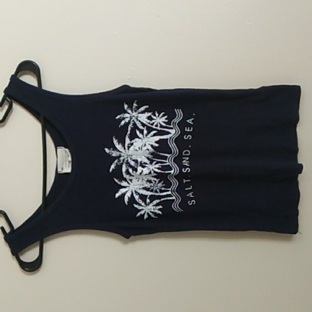 French Pastry Tank Top Graphic Palm Trees Salt Sand Sea SZ M